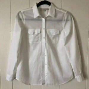 Ann Taylor LOFT White Button-Up Blouse S